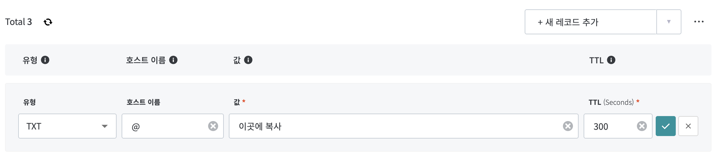 DNS TXT 레코드 추가